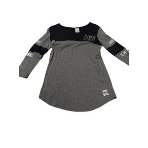 PINK Victoria's Secret 3/4 Sleeve Grey and Dark Grey Shirt Women's